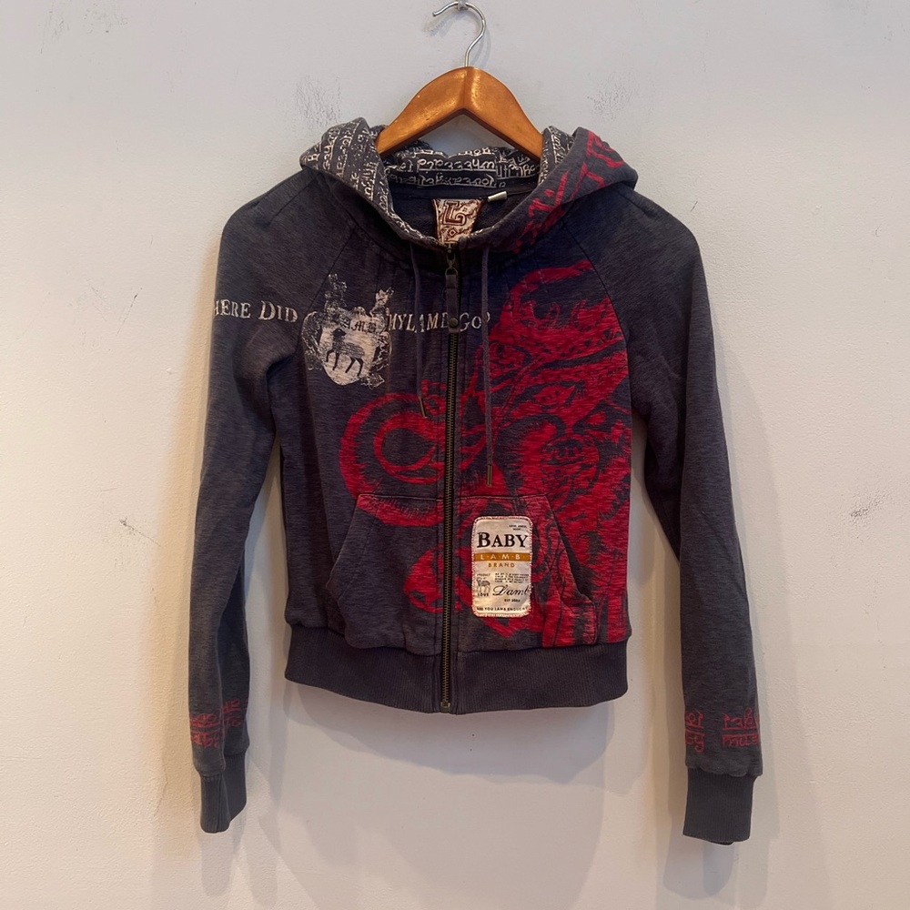 L.A.M.B. Gwen Stefani rare graphic Y2K zip front hoodie